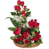 24 Red Roses in Around Basket