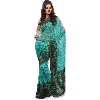 Fabdeal Chiffon Turquoise Color Party Wear Printed